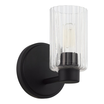 Bedminster One Light Wall Sconce in Matte Black, Clear Ribbed (577|207023A)