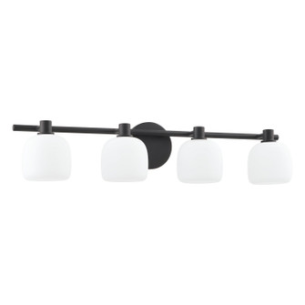 Valentina Four Light Vanity in Matte Black, Etched Opal (577|207017A)