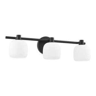 Valentina Three Light Vanity in Matte Black, Etched Opal (577|207011A)
