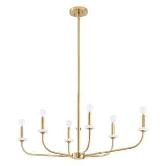 Leah Six Light Chandelier in Brushed Gold, White (577|206959A)