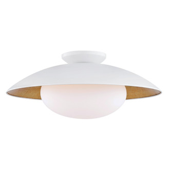 Cadence One Light Semi Flush Mount in White Lustro/Gold Leaf Combo (428|H368601L-WH/GL)