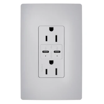 radiant 65W USB Outlet, Type C, 15A, Tamper-Resistant in Gray (246|R26USBPD65GRY)