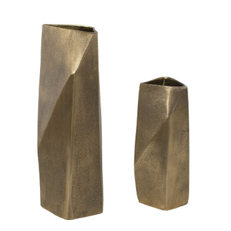 GeoForm Vases Set/2 in Antique Brass (52|18310)