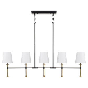 Hollis Five Light Island Pendant in Matte Black with Hammered Gold (65|860751MBG-717)