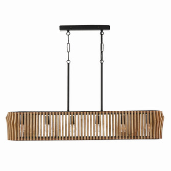 Archer Six Light Island Pendant in Blonde Wood and Matte Brass (65|844661BWB)