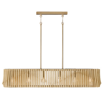 Archer Six Light Island Pendant in Blonde Wood and Matte Brass (65|844661BWB)