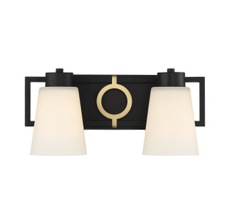 Russo Two Light Bathroom Vanity in Matte Black w/ Warm Brass (51|L8-4450-2-143)