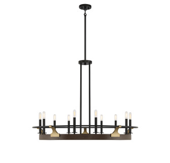 Icarus Ten Light Chandelier in Burnished Brass W/ Walnut (51|L1-2932-10-170)