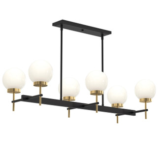 Rigsby Six Light Linear Chandelier in Matte Black and Brushed Gold (54|P400471-319)