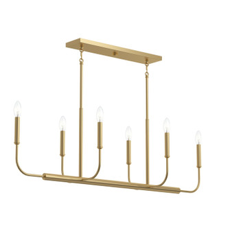 Reines Six Light Linear Chandelier in Brushed Gold (54|P400450-191)