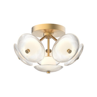 Hera LED Flush Mount in Brushed Gold/Clear Ribbed Glass (452|FM417606BGCR-UNV)
