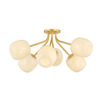 Lisette Six Light Semi Flush Mount in Aged Brass (428|H1092606-AGB)