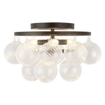 Faye Three Light Semi-Flush Mount in Matte Black/Clear Ribbed Glass (452|SF654318MBRC)