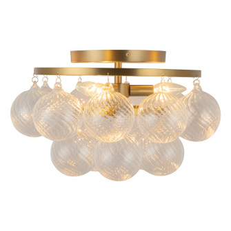 Faye Three Light Semi-Flush Mount in Brushed Gold/Clear Ribbed Glass (452|SF654318BGRC)