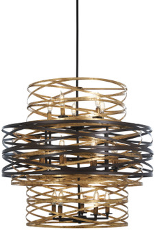 Vortic Flow 18 Light Chandelier in Dark Bronze w/Mosaic Gold Interior (7|4679-111)