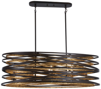Vortic Flow Eight Light Island Pendant in Dark Bronze w/Mosaic Gold Interior (7|4676-111)