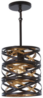 Vortic Flow One Light Mini Pendant in Dark Bronze w/Mosaic Gold Interior (7|4670-111)