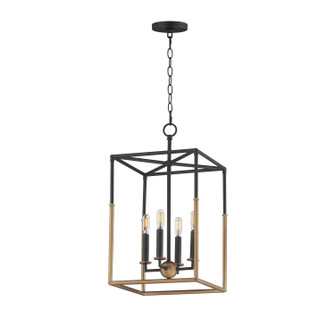 SoHo Four Light Pendant in Black/Weathered Brass (16|28624BKWBR)