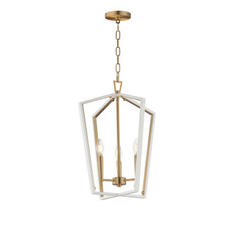 Melrose Three Light Pendant in White/Natural Aged Brass (16|28613WTNAB)