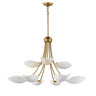 Maris Nine Light Chandelier in White/Natural Aged Brass (16|10829WTNAB)