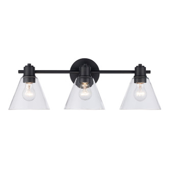 Three Light Vanity in Black (110|22593 BK-CL)