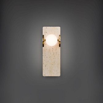Okemo LED Wall Sconce in Beige Travertine/Aged Brass (281|WS220614-WV/AB)