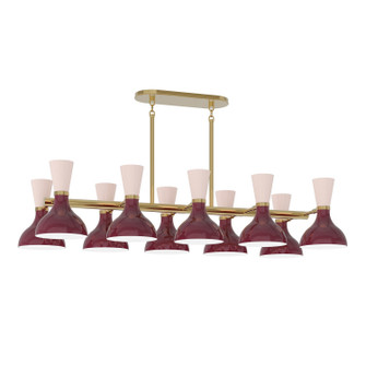 Clare Ten Light Chandelier in Modern Brass w/Sugar Plum, Rose Water Painted (165|SM20RW)