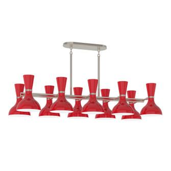 Clare Ten Light Chandelier in Polished Nickel w/Ruby Red Painted (165|RR21RR)