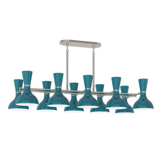 Clare Ten Light Chandelier in Polished Nickel w/Peacock Painted (165|PC21PC)