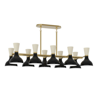Clare Ten Light Chandelier in Modern Brass w/Obsidian, Bone Painted (165|OS20BN)