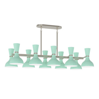 Clare Ten Light Chandelier in Polished Nickel w/Mint Painted (165|MN21MN)