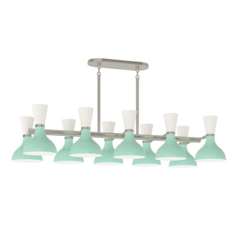 Clare Ten Light Chandelier in Polished Nickel w/Mint, Lily Painted (165|MN21LY)