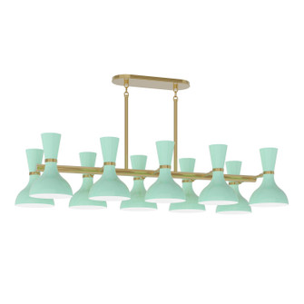 Clare Ten Light Chandelier in Modern Brass w/Mint Painted (165|MN20MN)