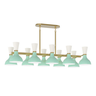 Clare Ten Light Chandelier in Modern Brass w/Mint, Lily Painted (165|MN20LY)