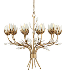 Star Magnolia Ten Light Chandelier in Antique Brass/White/Clear (142|9000-1359)
