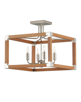 Boyd Four Light Semi-Flush Mount in Natural/Polished Nickel (142|9000-1284)