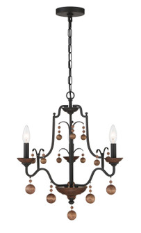Colonial Charm Three Light Chandelier in Old World Bronze w/Walnut (7|2663-723)