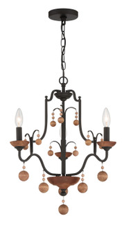 Colonial Charm Three Light Chandelier in Old World Bronze W/Walnut Acce (7|2663-723)