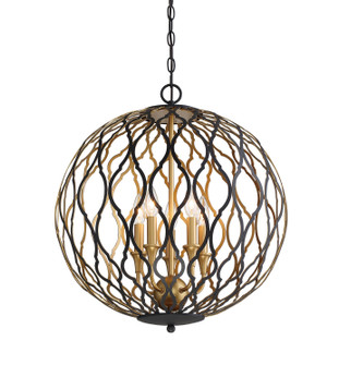 Gilded Glam Five Light Pendant in Sand Coal w/Painted And Plated Honey Gold (7|2405-680)