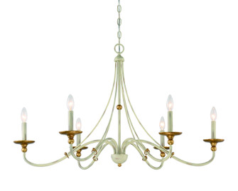Westchester County Six Light Chandelier in Farmhouse White w/Gilded Gold Leaf (7|1046-701)