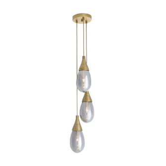 Giselle Three Light Chandelier in Smoke Luster/Antique Brass (314|DPC35)
