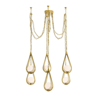 Ova Six Light Chandelier in Antique Brass/Opal (314|DMC38)