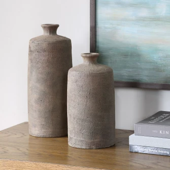 Terrene Vases, S/2 in Nature With Their Earthy Tones And Stone (52|18302)