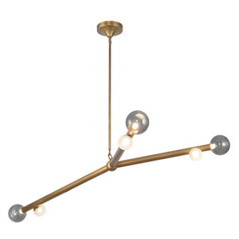 Reese LED Chandelier in Vintage Brass/Smoked Glass (347|CH32853-VB/SM)