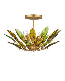 Selavy Four Light Semi-Flush Mount in Green / Contemporary Gold Leaf / Contemporary Gold (142|9000-1450)