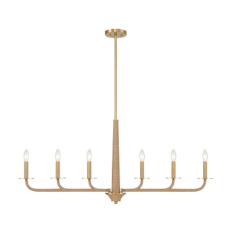 Cannon Six Light Chandelier in Warm Brass and Rope (51|1-1827-6-320)