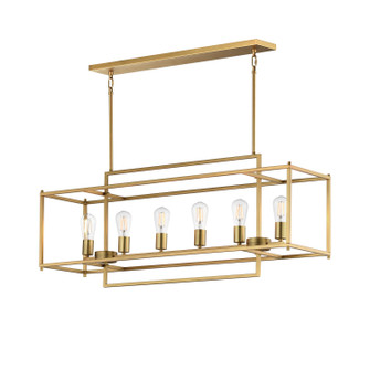 Gridline Six Light Linear Pendant in Natural Aged Brass (16|10416NAB)