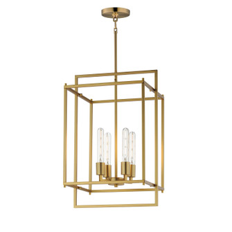 Gridline Four Light Pendant in Natural Aged Brass (16|10412NAB)