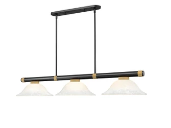 Vanguard Three Light Billiard in Matte Black + Rubbed Brass (224|3050-3MB-RB-WM16)
