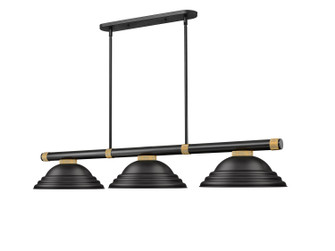 Vanguard Three Light Billiard in Matte Black + Rubbed Brass (224|3050-3MB-RB-SMB)